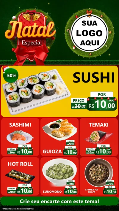 Modelo de Rede Social para Stories com o tema Natal Especial para Comida japonesa