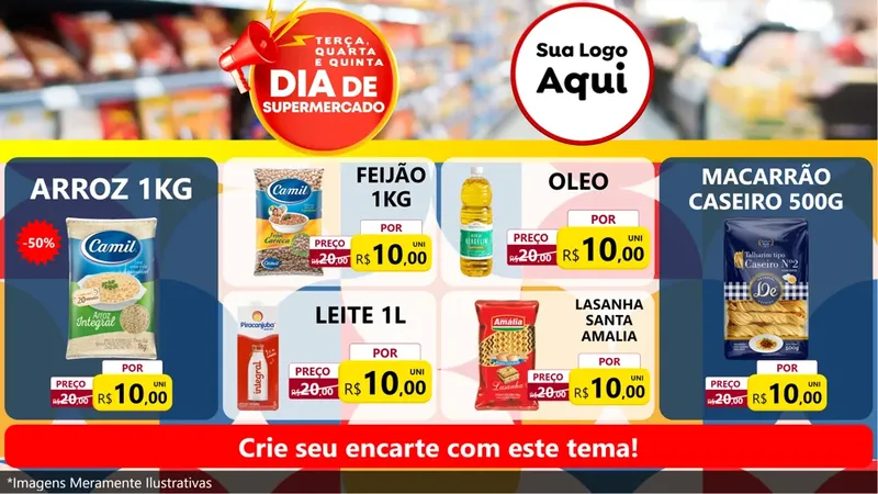 Modelo de TV para TV Horizontal com o tema Dia de Supermercado para Supermercado