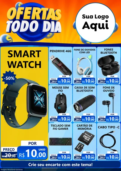 Modelo de Encarte para Encarte A4 Vertical com o tema Ofertas Todo Dia para Informática