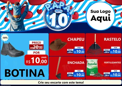 Modelo de Encarte para Encarte A4 Horizontal com o tema Papai Nota 10 para Agropecuária