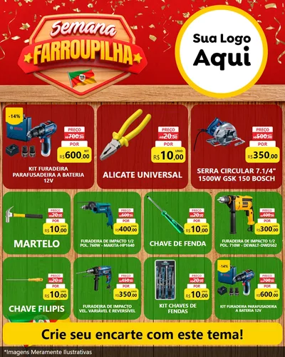 Modelo de Rede Social para Feed Instagram com o tema Semana Farroupilha para Maquinas e Ferramentas