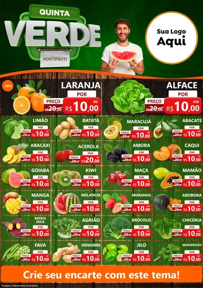 Modelo de Encarte para Encarte A4 Vertical com o tema Quinta Verde para Hortifrúti
