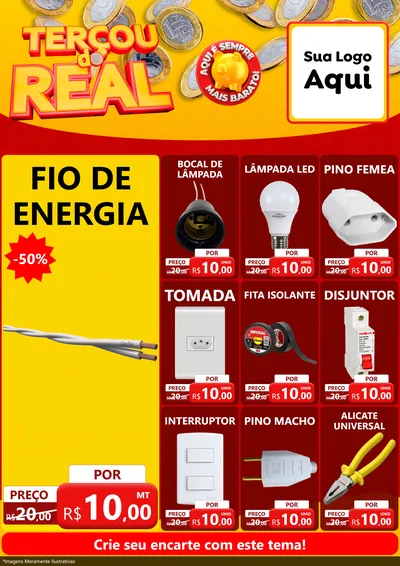 Modelo de Encarte para Encarte A4 Vertical com o tema Terçou do Real para Materiais Elétricos