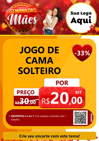 Modelo de Cartaz para Cartaz A4 Vertical com o tema Semana das Mães para Cama, Mesa e Banho