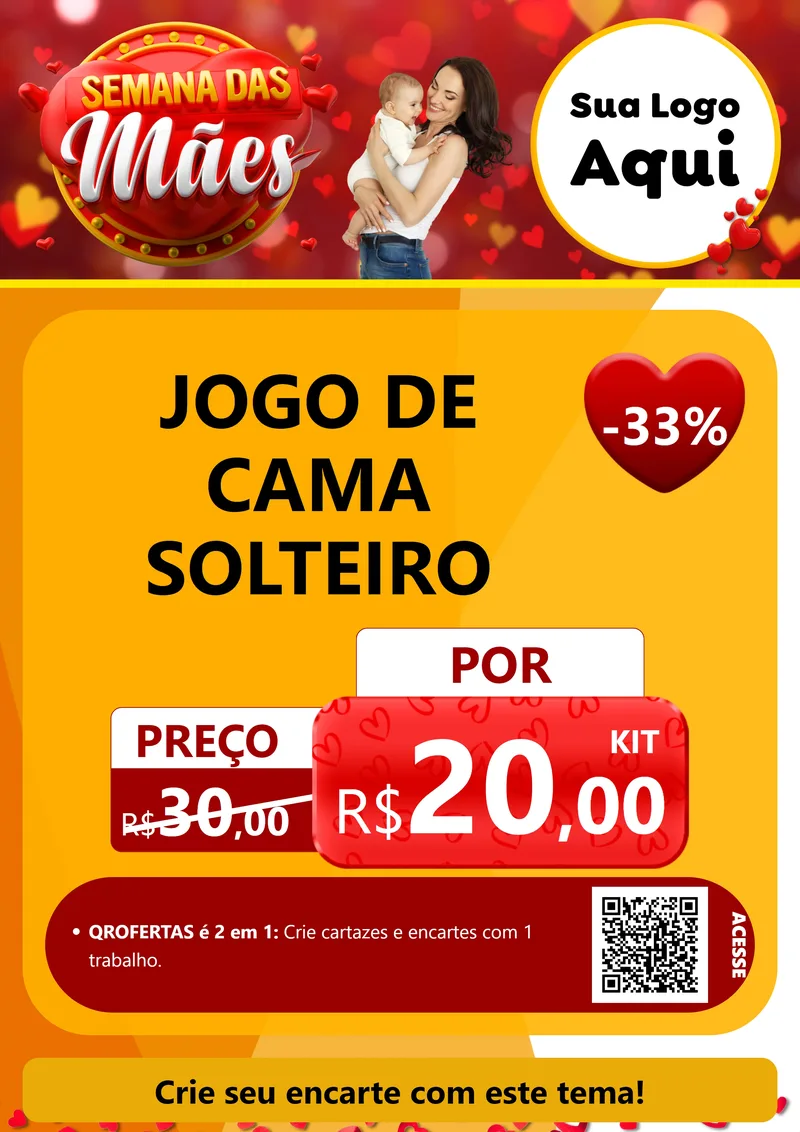 Modelo de Cartaz para Cartaz A4 Vertical com o tema Semana das Mães para Cama, Mesa e Banho