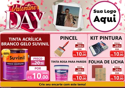 Modelo de Encarte para Encarte A4 Horizontal com o tema Valentine's Day para Tintas e Ferramentas