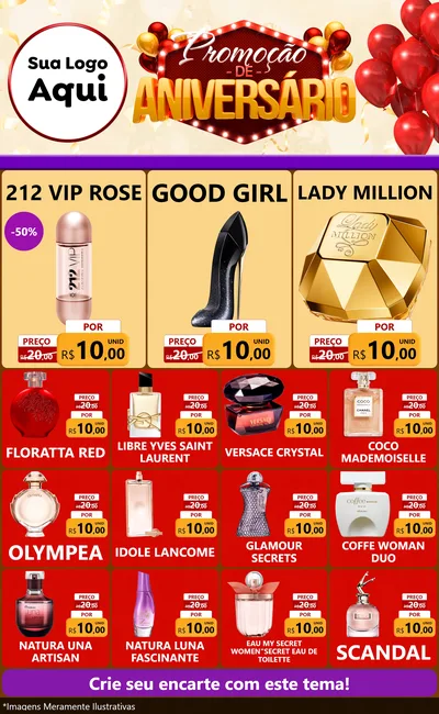 Modelo de Encarte para Encarte Grande com o tema Promoção de Aniversário para Perfumes
