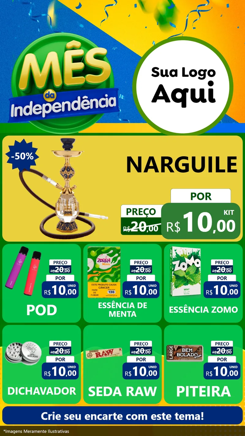 Modelo de Rede Social para Stories com o tema Mês da Independência para Tabacaria