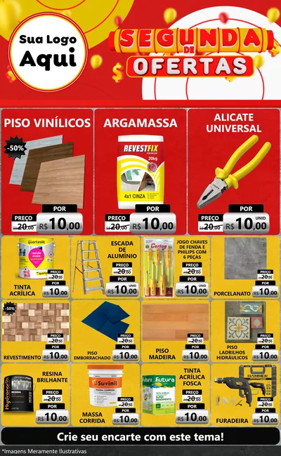 Modelo de Encarte para Encarte Grande com o tema Segunda de Ofertas para Material para Construção