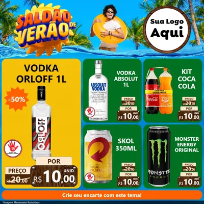 Modelo de Rede Social para Feed Facebook com o tema Saldão de Verão para Distribuidora de bebidas