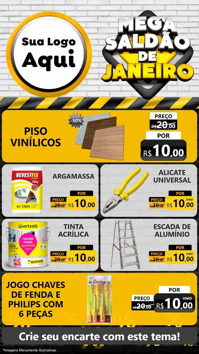 Modelo de TV para TV Vertical com o tema Mega Saldão de Janeiro para Material para Construção