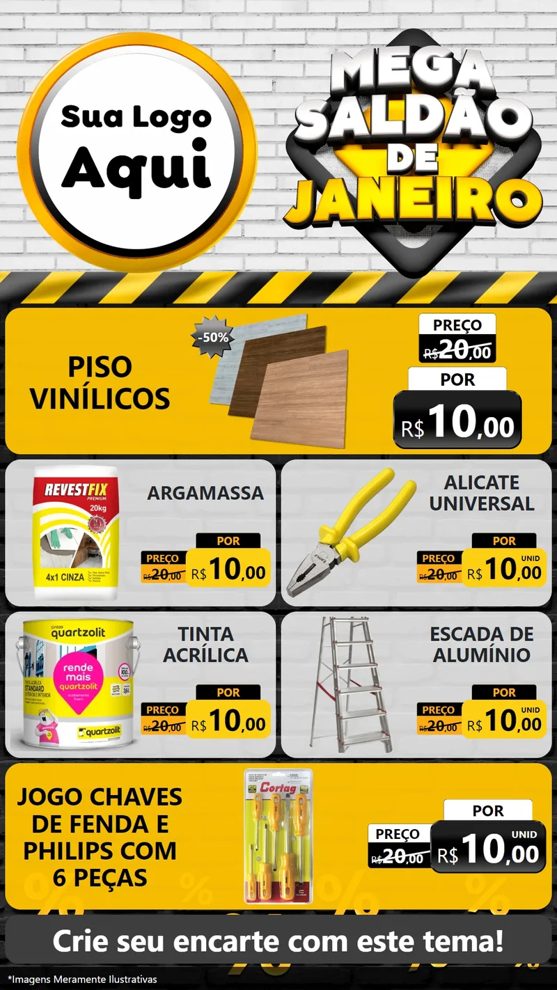 Modelo de TV para TV Vertical com o tema Mega Saldão de Janeiro para Material para Construção