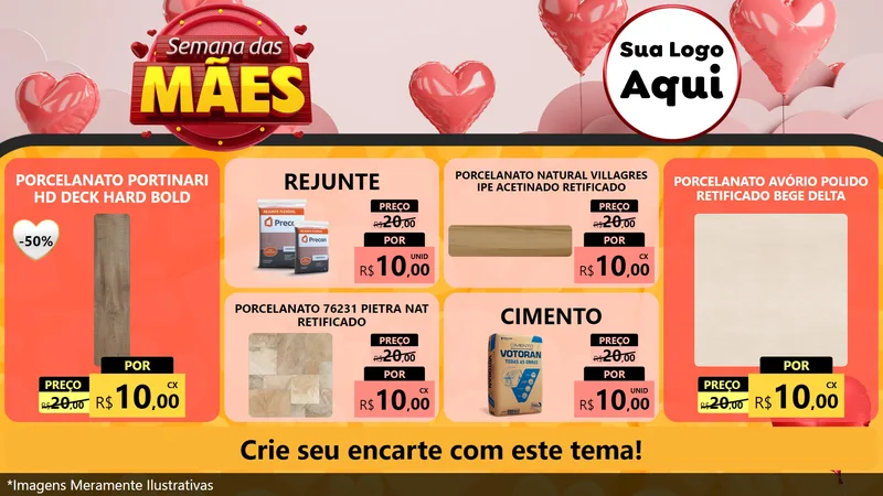 Modelo de TV para TV Horizontal com o tema Semana das Mães para Pisos e revestimentos