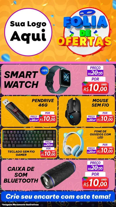 Modelo de TV para TV Vertical com o tema Folia de Ofertas para Informática
