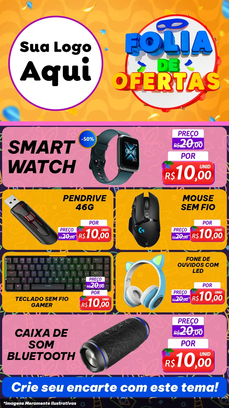 Modelo de TV para TV Vertical com o tema Folia de Ofertas para Informática