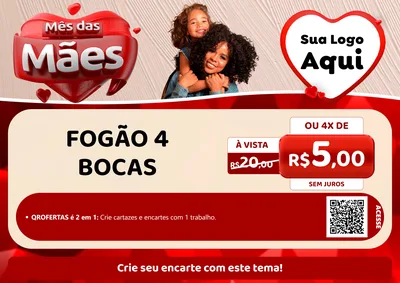 Modelo de Cartaz para Cartaz A4 Horizontal com o tema Mês das Mães para Móveis e Eletro