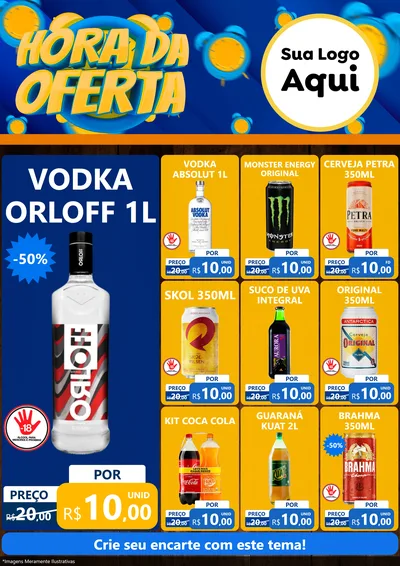 Modelo de Encarte para Encarte A4 Vertical com o tema Hora da Oferta para Distribuidora de bebidas