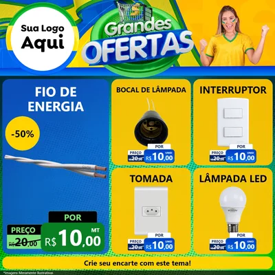 Modelo de Rede Social para Feed Facebook com o tema Grandes Ofertas para Materiais Elétricos