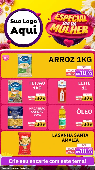 Modelo de TV para TV Vertical com o tema Especial Dia da Mulher para Supermercado