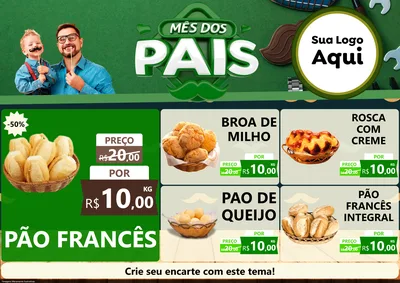 Modelo de Encarte para Encarte A4 Horizontal com o tema Mês dos Pais para Padaria