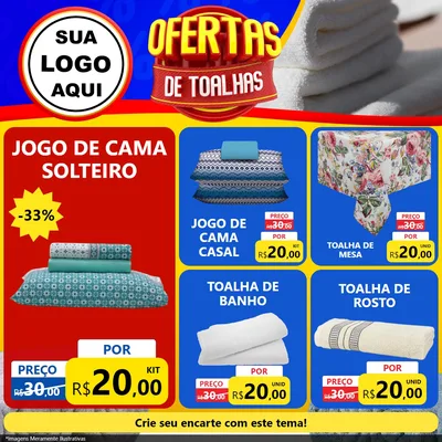 Modelo de Rede Social para Feed Facebook com o tema Ofertas de Toalhas para Cama, Mesa e Banho