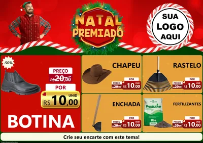 Modelo de Encarte para Encarte A4 Horizontal com o tema Natal Premiado para Agropecuária