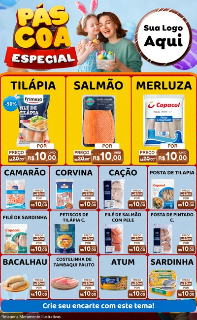 Modelo de Encarte para Encarte Grande com o tema Páscoa Especial para Peixaria