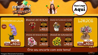 Modelo de TV para TV Horizontal com o tema Cenoura Encantada - Páscoa para Floricultura e jardim