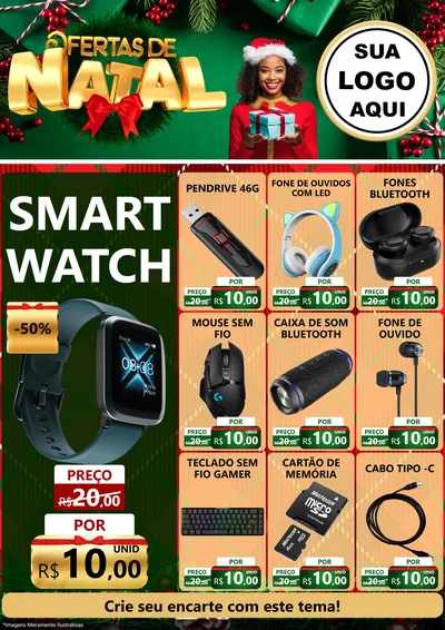 Modelo de Encarte para Encarte A4 Vertical com o tema Ofertas de Natal para Informática