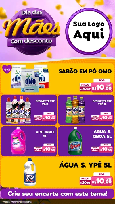 Modelo de TV para TV Vertical com o tema Dia das Mães com Desconto para Produtos de Limpeza