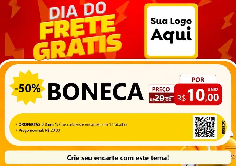 Modelo de Cartaz para Cartaz A4 Horizontal com o tema Dia do Frete Grátis para Brinquedos