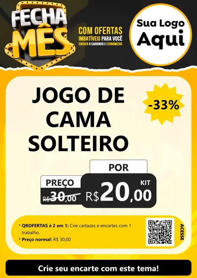 Modelo de Cartaz para Cartaz A4 Vertical com o tema Fecha Mês para Cama, Mesa e Banho