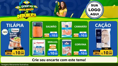 Modelo de TV para TV Horizontal com o tema Ofertas Proclamação da República para Peixaria