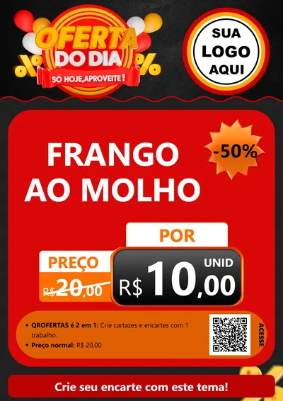 Modelo de Cartaz para Cartaz A4 Vertical com o tema Oferta do Dia - Só hoje, Aproveite! para Restaurante