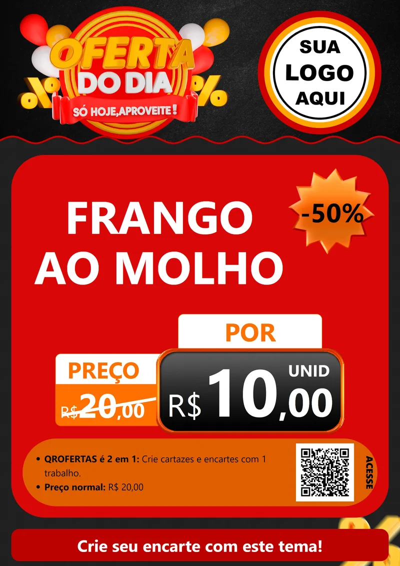 Modelo de Cartaz para Cartaz A4 Vertical com o tema Oferta do Dia - Só hoje, Aproveite! para Restaurante