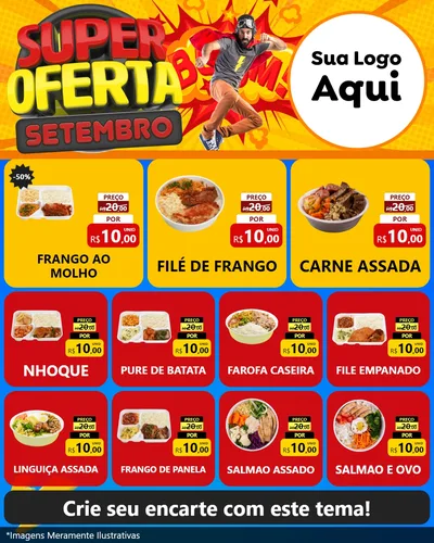 Modelo de Rede Social para Feed Instagram com o tema Super Oferta Setembro para Restaurante