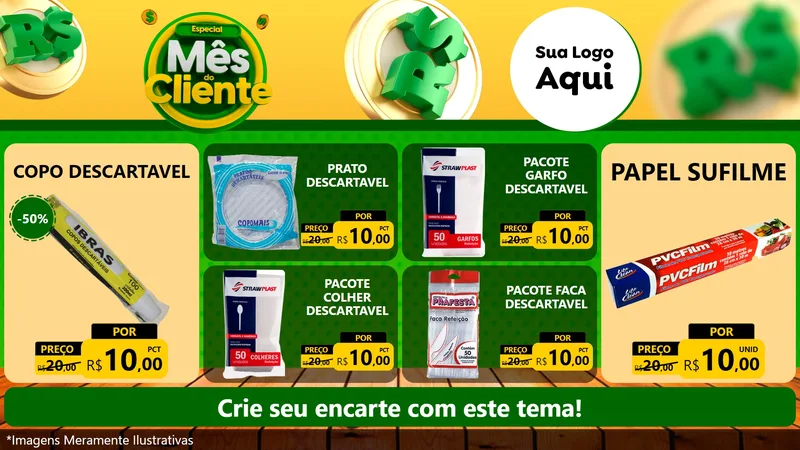 Modelo de TV para TV Horizontal com o tema Especial Mês do Cliente para Embalagens