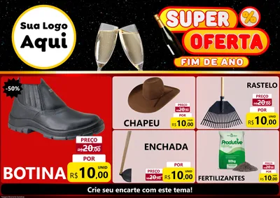 Modelo de Encarte para Encarte A4 Horizontal com o tema Super Oferta Fim de Ano para Agropecuária