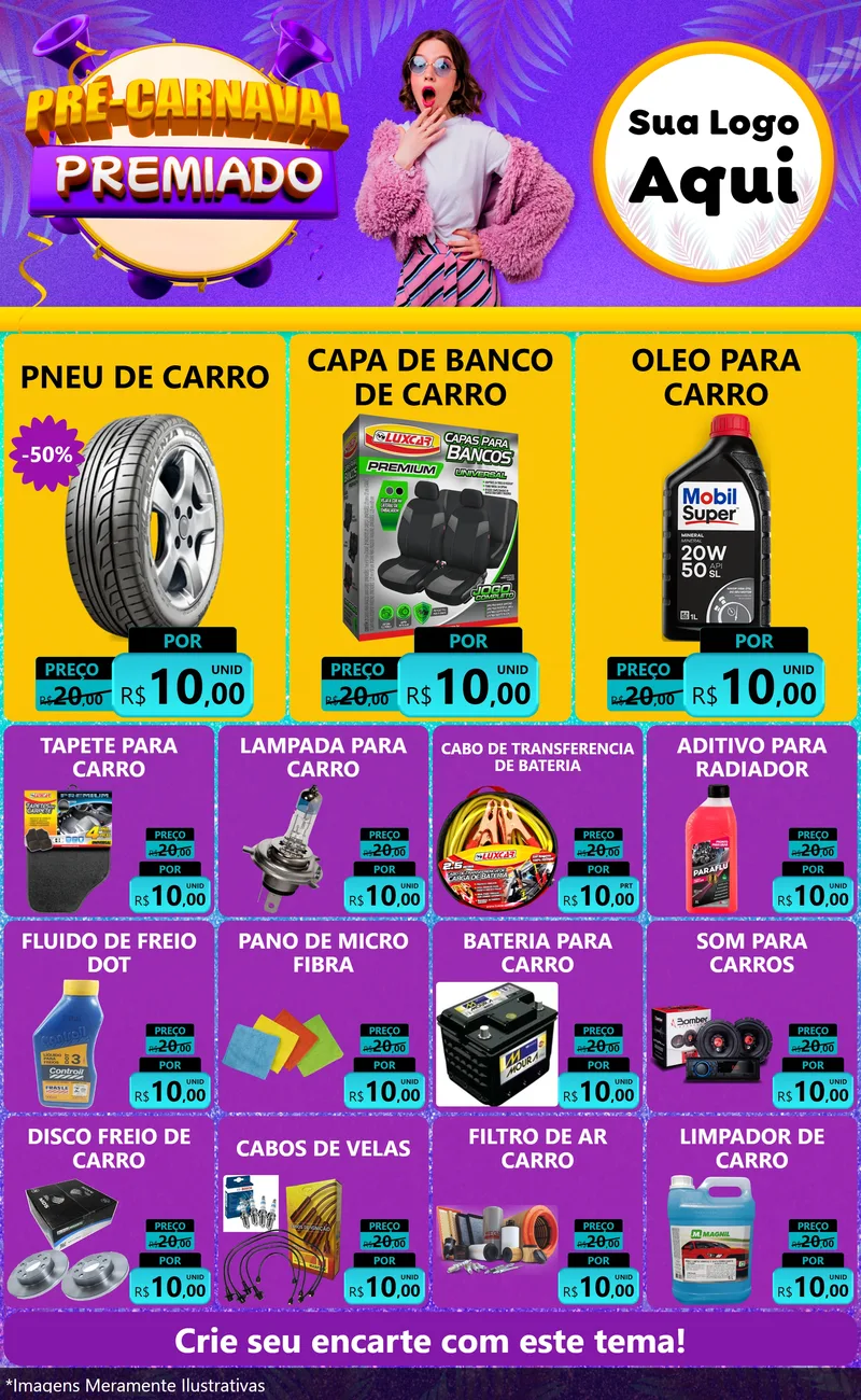 Modelo de Encarte para Encarte Grande com o tema Pré-Carnaval Premiado para Auto peças