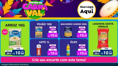 Modelo de TV para TV Horizontal com o tema Sorteio de Carnaval para Supermercado