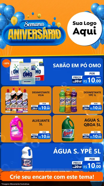 Modelo de TV para TV Vertical com o tema Semana de Aniversário para Produtos de Limpeza