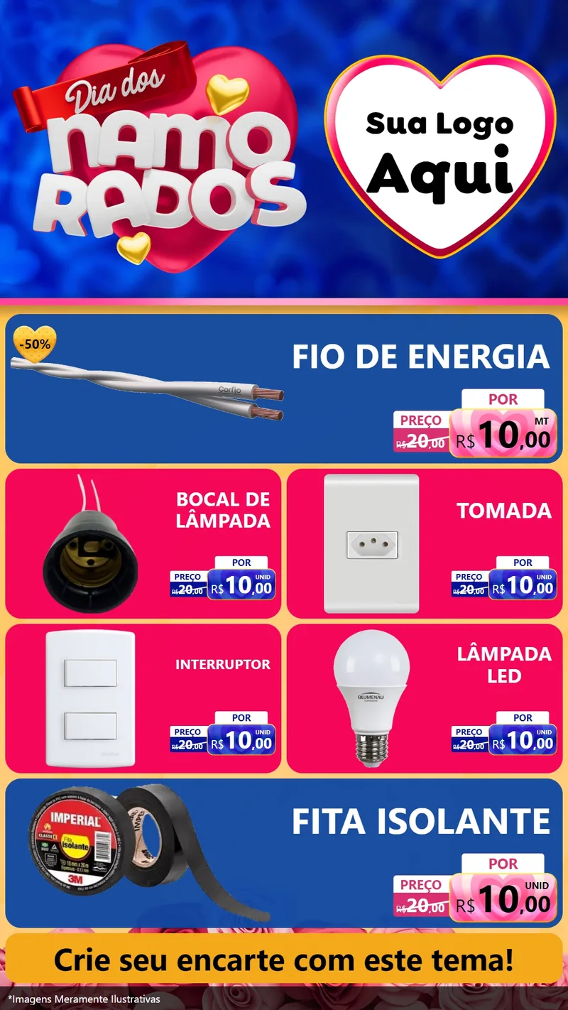 Modelo de TV para TV Vertical com o tema Dia dos namorados para Materiais Elétricos