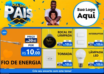Modelo de Encarte para Encarte A4 Horizontal com o tema Dia dos Pais para Materiais Elétricos