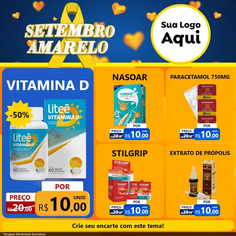 Modelo de Rede Social para Feed Facebook com o tema Setembro Amarelo para Farmácia