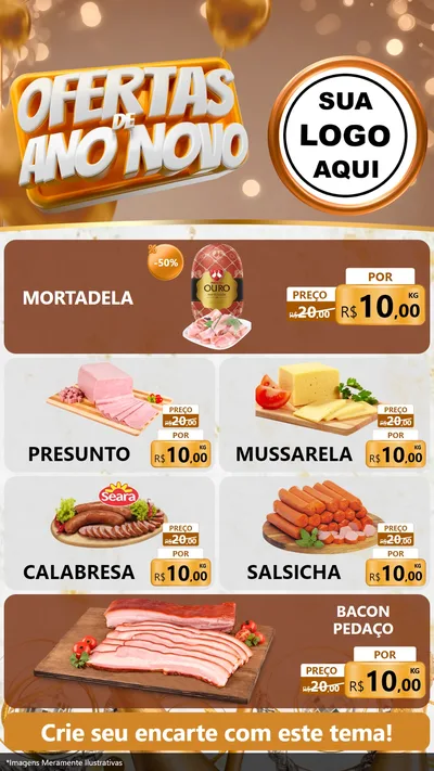 Modelo de TV para TV Vertical com o tema Ofertas de Ano Novo para Frios e Laticínios