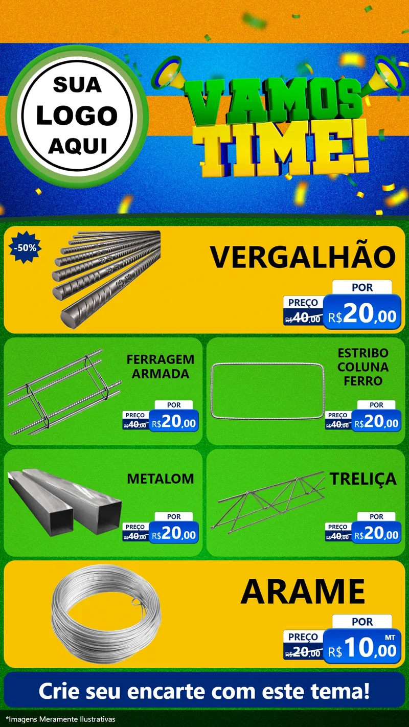 Modelo de TV para TV Vertical com o tema Vamos Time! para Ferragens