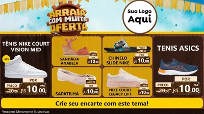 Modelo de TV para TV Horizontal com o tema Ofertas de São João - Junina para Calçados