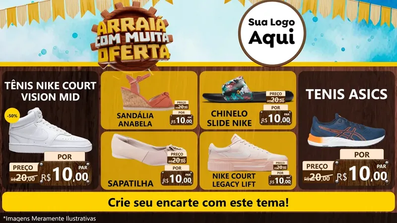 Modelo de TV para TV Horizontal com o tema Ofertas de São João - Junina para Calçados