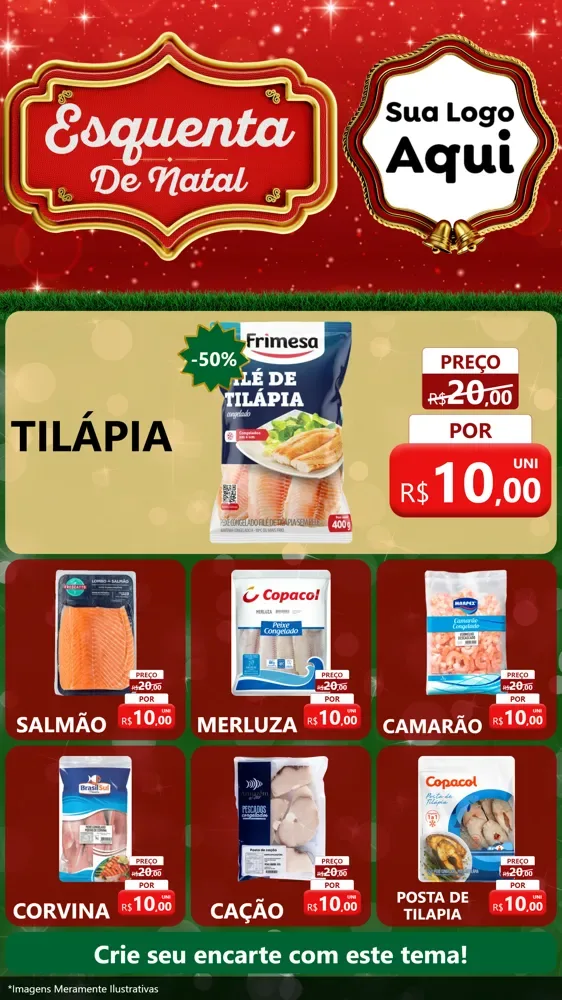 Modelo de Rede Social para Stories com o tema Esquenta de Natal para Peixaria