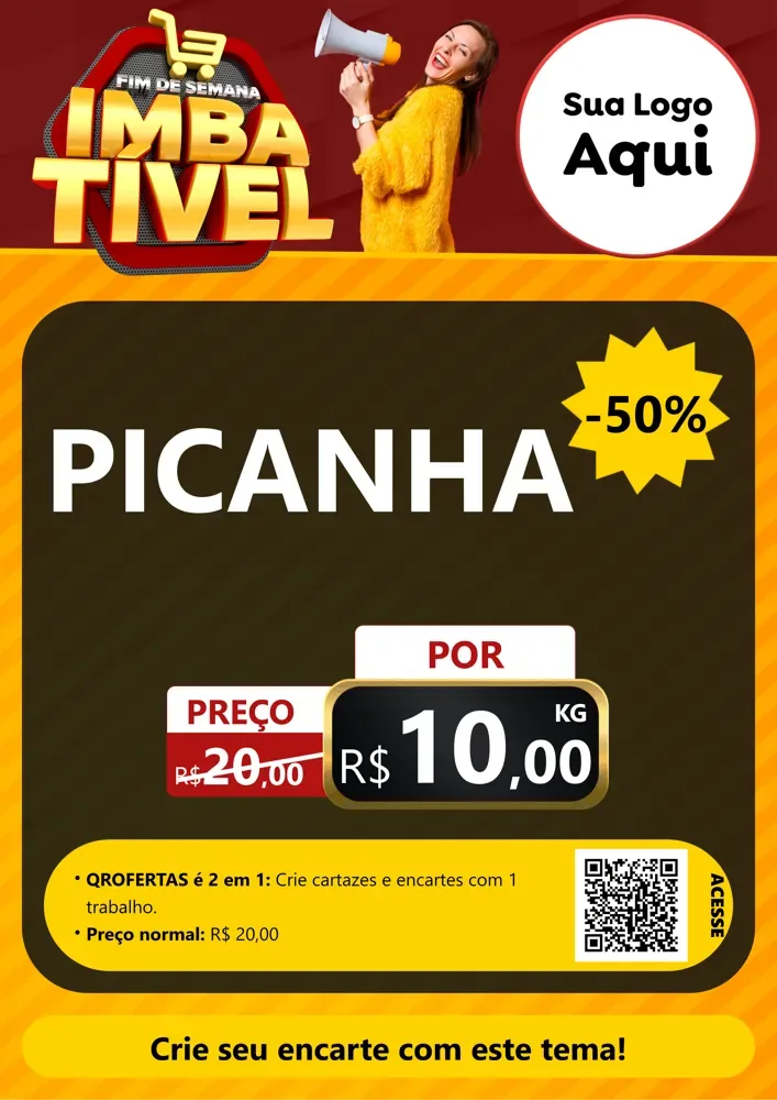 Modelo de Cartaz para Cartaz A4 Vertical com o tema Fim de Semana Imbatível para Açougue